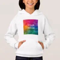 Custom Front Design White Template Kids Girls Hoodie Zazzle