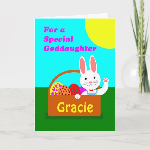 Custom Front Easter for Goddaughter Add a Name Holiday Card