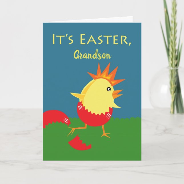 Custom Front Easter for Grandson, Get Crackin' Holiday Card (Front)