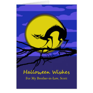Custom Front Halloween for Brother in Law, Cat Cards