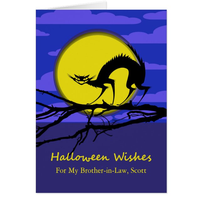 Custom Front Halloween for Brother in Law, Cat Cards (Front)