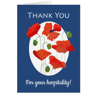 Custom Front Hospitality Thanks Red Field Poppies Cards