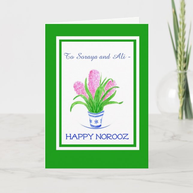 Custom  Front Hyacinths Belated Persian New Year Holiday Card (Front)