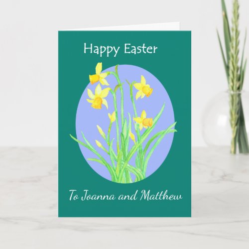 Custom Front Pretty Daffodils Happy Easter Holiday Card