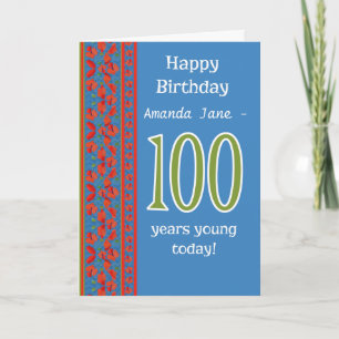 Custom Front Red Field Poppies 100th Birthday Card