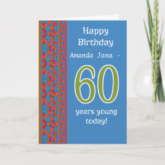 Custom Front Red Field Poppies 60th Birthday Card
