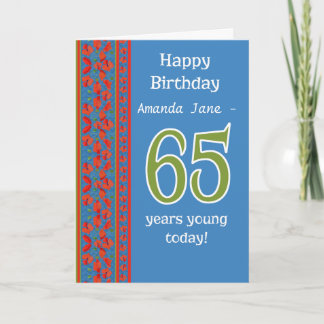 Custom Front Red Field Poppies 65th Birthday Card