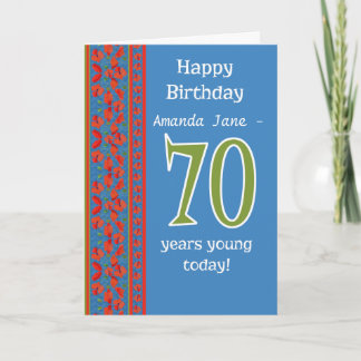 Custom Front Red Field Poppies 70th Birthday Card