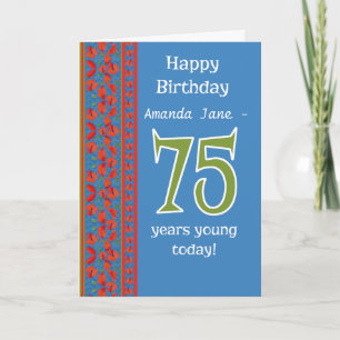 Custom Front Red Field Poppies 75th Birthday Card