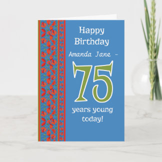 Custom Front Red Field Poppies 75th Birthday Card