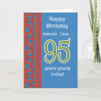 Custom Front Red Field Poppies 95th Birthday Card