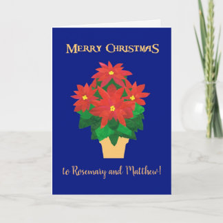 Custom Front Red Poinsettias Christmas Greeting Holiday Card