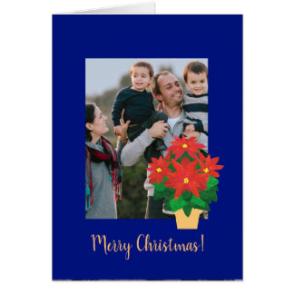 Custom Front Red Poinsettias Christmas Photo Cards
