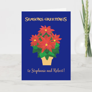Custom Front Red Poinsettias Season's Greetings Holiday Card