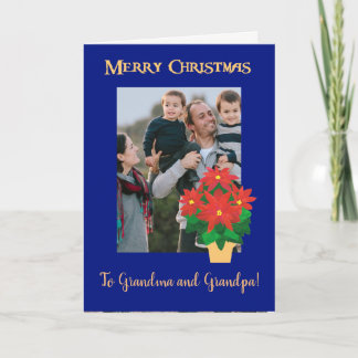 Custom Front Scarlet Poinsettias Christmas Photo Holiday Card