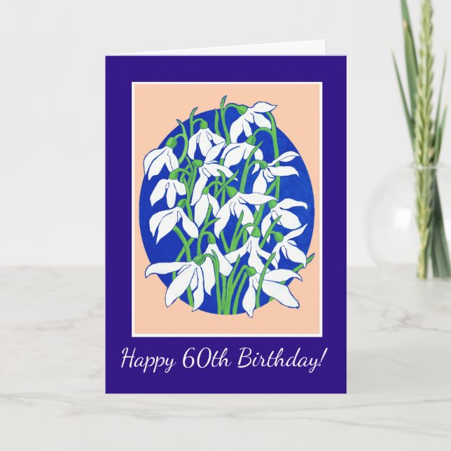 Custom Front Snowdrops Age-Specific Birthday Card (Front)
