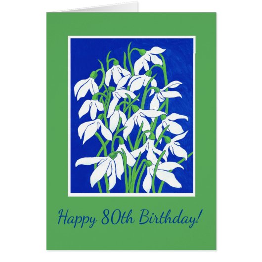 Custom Front Snowdrops Age-Specific Birthday Cards (Front)
