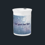 Custom Frozen Glass Pitcher<br><div class="desc">Custom pitcher featuring sparkling frozen glass photo background. Easily personalize this pitcher. Just click on "Customize it" and then add your own image and/or change background. You can also add text (name, favorite quote, slogan etc) and choose its font, size and color.</div>