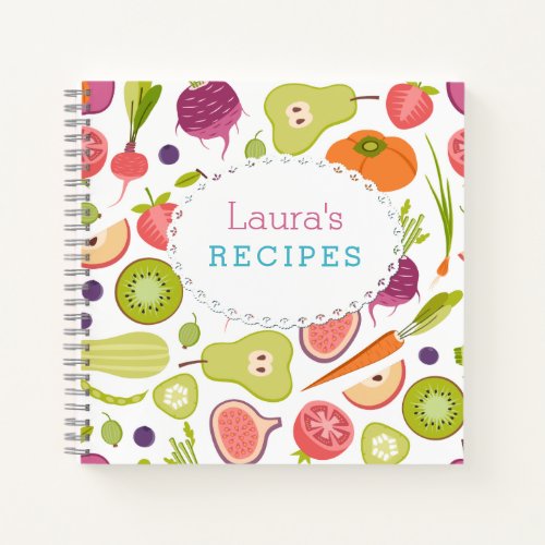 Custom Fruit and Vegetables Blank Recipe Book