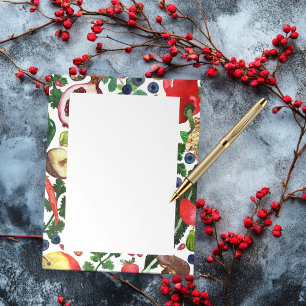 CUSTOM Fruit Veggie Watercolor Border Grocery List Notepad