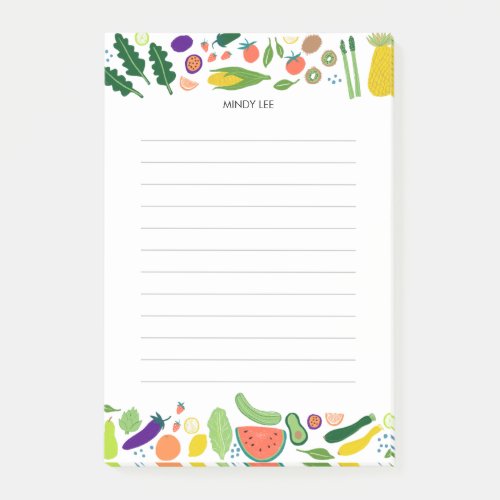 CUSTOM Fruit Veggies Border Grocery Shopping List Post_it Notes