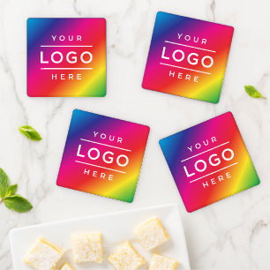 Custom Full Color Logo Promotional Square Coaster Set