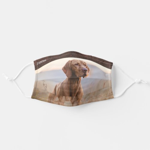 Custom Full Pet Photo With Brown Leather Trim Adult Cloth Face Mask