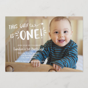 Custom Full Photo First Birthday Invitation