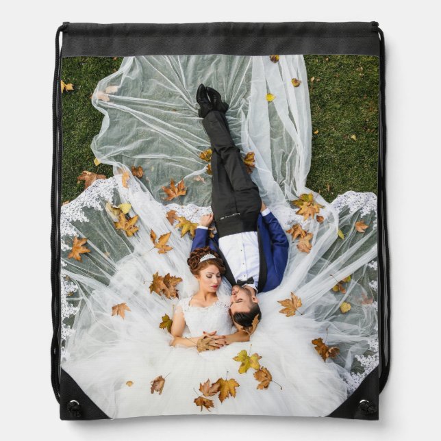 Custom Full Photo Modern Create Your Own Drawstring Bag (Front)