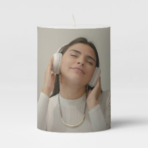 Custom Full Photo Modern  Pillar Candle