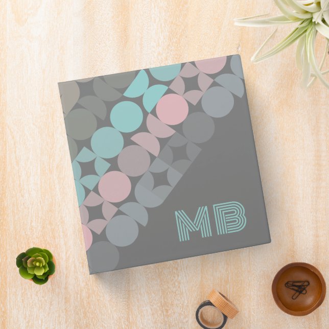 Custom Fun Abstract Circles Squares Popart Pattern 3 Ring Binder (In Situ)