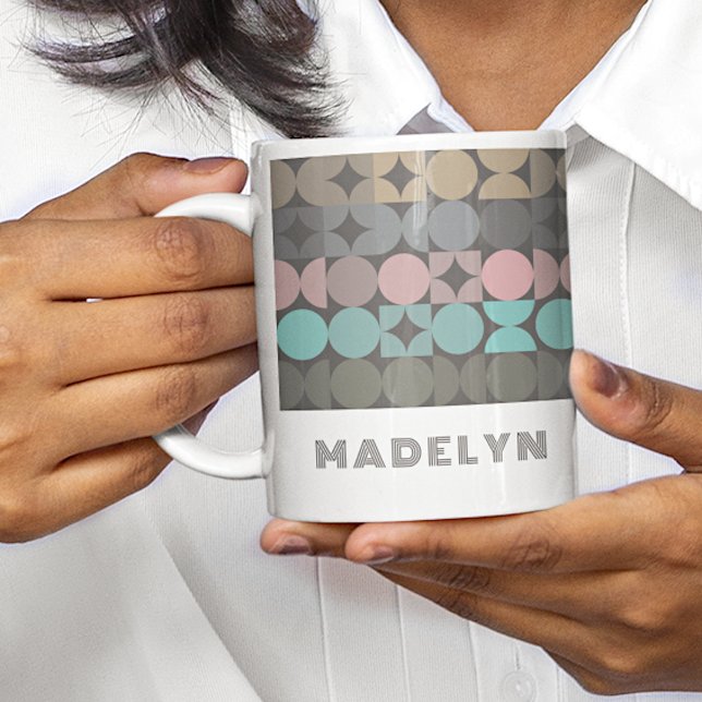 Custom Fun Abstract Circles Squares Popart Pattern Coffee Mug (Creator Uploaded)