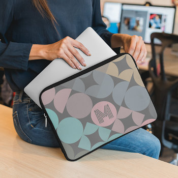 Custom Fun Abstract Circles Squares Popart Pattern Laptop Sleeve by CaseConceptCreations at Zazzle