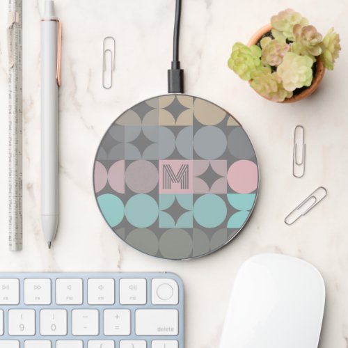 Custom Fun Abstract Circles Squares Popart Pattern Wireless Charger