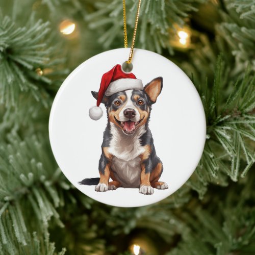 Custom Fun Australian Cattle Dog Christmas Dog Ceramic Ornament