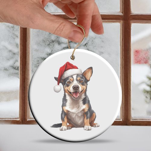 Custom Fun Australian Cattle Dog Christmas Dog Ceramic Ornament