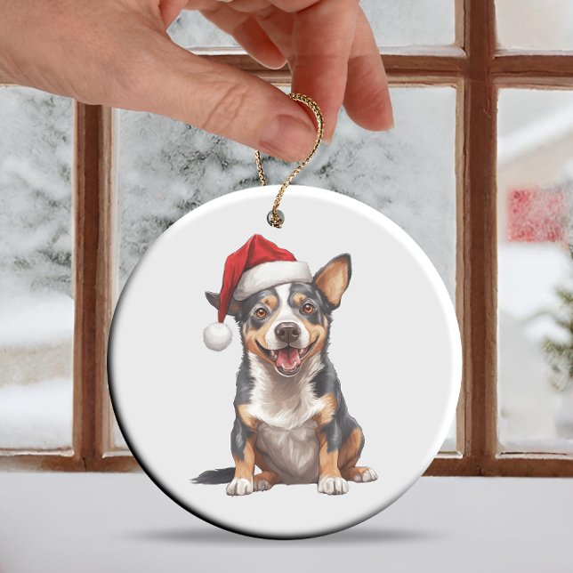 Custom Fun Australian Cattle Dog Christmas Dog Ceramic Ornament (Creator Uploaded)