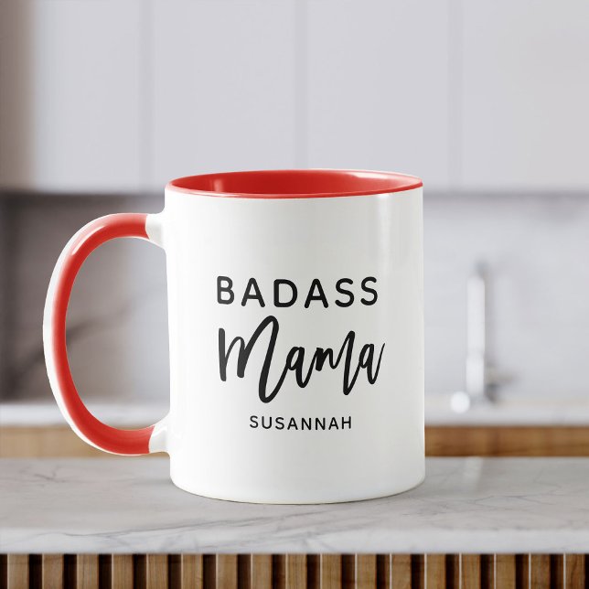 Custom Fun BADASS MAMA Modern Chic Mothers Day  Mug (Creator Uploaded)