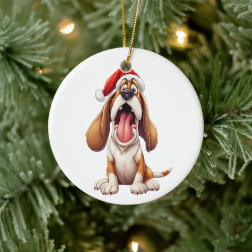 Custom Fun Basset Hound Dog Ceramic Ornament
