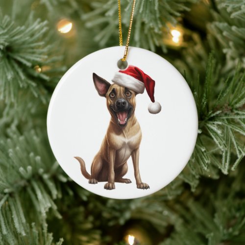 Custom Fun Belgian Malinois Dog Ceramic Ornament