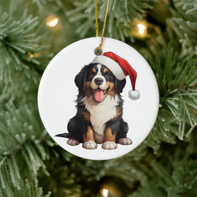 Custom Fun Bernese Mountain Dog Ceramic Ornament (Tree)