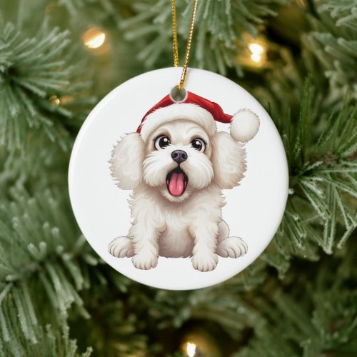 Custom Fun Bichon Frise Dog Ceramic Ornament