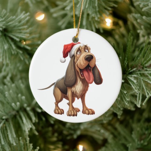 Custom Fun Bloodhound Dog Ceramic Ornament