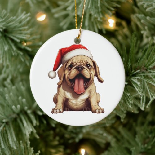 Custom Fun Bulldog Dog Ceramic Ornament