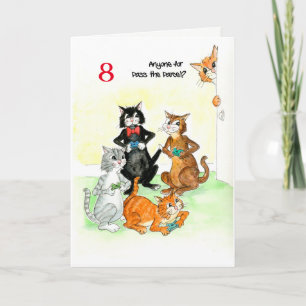 Custom Fun Cats Playing Video Game Any Birthday Card