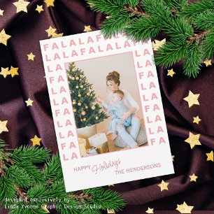 Custom Fun Classic FA LA LA Text Rose Gold Foil Holiday Postcard
