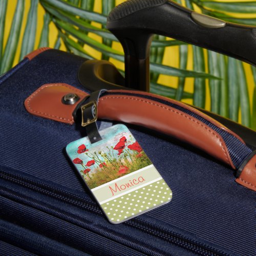 Custom Fun Classic Poppy Flowers Meadow Field Luggage Tag