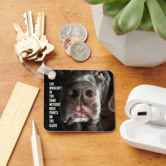 Custom Fun Close-Up Photo Chocolate Labrador Keychain
