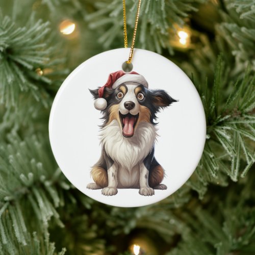 Custom Fun Collie Dog Ceramic Ornament