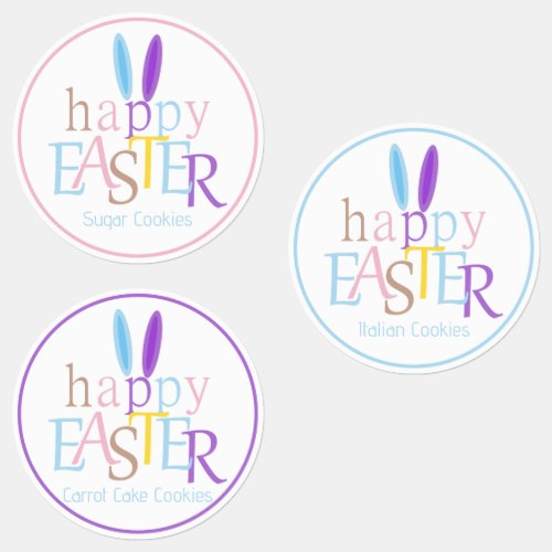 Custom Fun Colorful Bunny Ears Happy Easter Labels